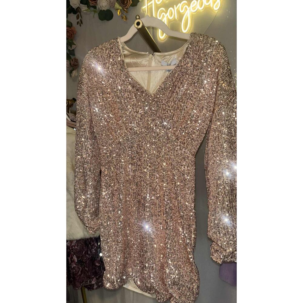 NWT Fate Size Small Rose Gold Sequin Mini Cocktail Dress
